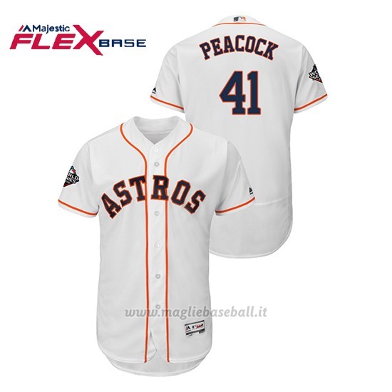 Maglia Baseball Uomo Houston Astros 41 Brad Peacock 2019 World Series Bound Flex Base Bianco